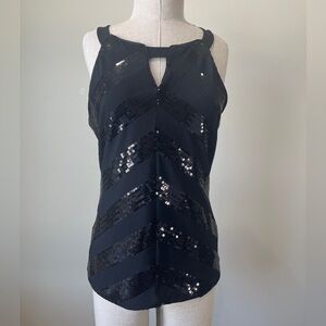 White House Black Market Black Sequin Tank Top